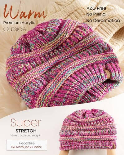 FURTALK Winter Beanie Hat for Women Satin Lined Knit Beanie Slouchy Winter Hats Multicolor - 3