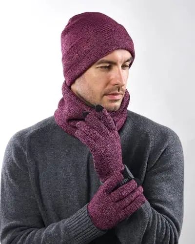 FURTALK Winter Beanie Hat Scarf Touchscreen Gloves Set 3 Pcs Warm Knit Beanies Hat Fleece Lined Skull Cap for Men Women - 5