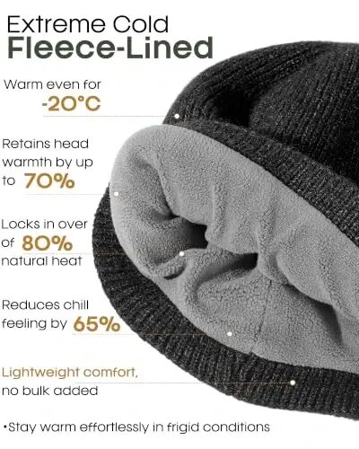 FURTALK Winter Hat for Men Women Fleece Lined Beanie Warm Outdoor Skull Cap | Dual-Layer Thermal Knit, Ultra-Soft Fleece Lining, Stretchy Fit Covers Ears, Christmas Gift for Cold Weather - FURTALK (1)