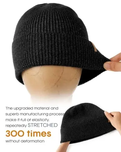 FURTALK Winter Hat for Men Women Fleece Lined Beanie Warm Outdoor Skull Cap | Dual-Layer Thermal Knit, Ultra-Soft Fleece Lining, Stretchy Fit Covers Ears, Christmas Gift for Cold Weather - 3