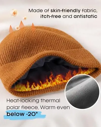 FURTALK Winter Hat for Men Women Fleece Lined Beanie Warm Outdoor Skull Cap | Dual-Layer Thermal Knit, Ultra-Soft Fleece Lining, Stretchy Fit Covers Ears, Christmas Gift for Cold Weather - 2