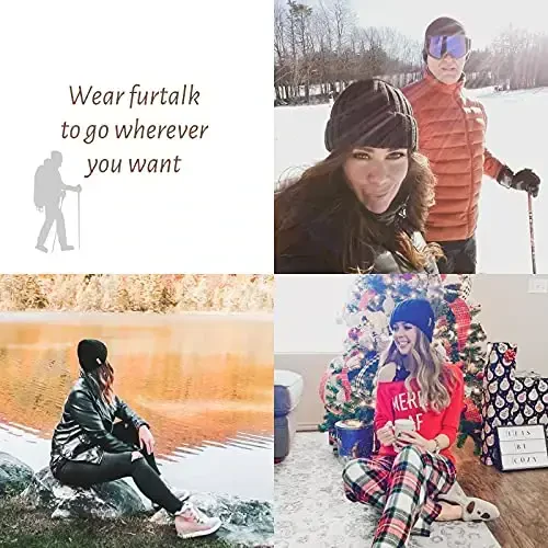 FURTALK Winter Hats for Women Fleece Lined Beanie Knit Chunky Womens Snow Cap - 5