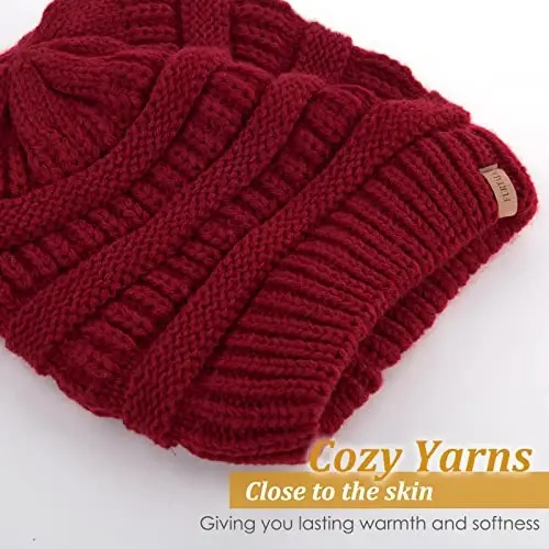 FURTALK Winter Hats for Women Fleece Lined Knit Beanie Hats Slouchy Warm Beanies Ski Skull Cap - 3