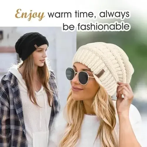FURTALK Winter Hats for Women Fleece Lined Knit Beanie Hats Slouchy Warm Beanies Ski Skull Cap - 4