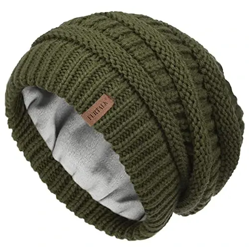 FURTALK Winter Hats for Women Fleece Lined Knit Beanie Hats Slouchy Warm Beanies Ski Skull Cap - 1