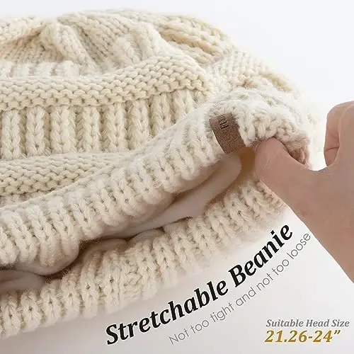 FURTALK Winter Hats for Women Fleece Lined Knit Beanie Hats Slouchy Warm Beanies Ski Skull Cap - 3