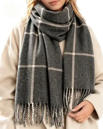 FURTALK Winter Scarf for Women Oversized Plaid Tassel Shawl Wrap | Buttery Soft Fabric,Thick Oversized Fit, AZO-Free, Premium Chic Look, Anti-Pilling Winter Wrap - 1