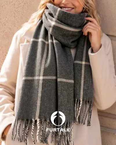 FURTALK Winter Scarf for Women Oversized Plaid Tassel Shawl Wrap | Buttery Soft Fabric,Thick Oversized Fit, AZO-Free, Premium Chic Look, Anti-Pilling Winter Wrap - FURTALK (1)