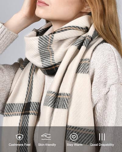 FURTALK Winter Scarf for Women Shawl Cashmere Feel Tassel Plaid Large Oversized Scarves Wraps - 12