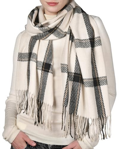 FURTALK Winter Scarf for Women Shawl Cashmere Feel Tassel Plaid Large Oversized Scarves Wraps - 19