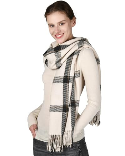 FURTALK Winter Scarf for Women Shawl Cashmere Feel Tassel Plaid Large Oversized Scarves Wraps - 22