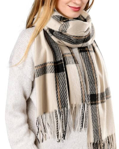 FURTALK Winter Scarf for Women Shawl Cashmere Feel Tassel Plaid Large Oversized Scarves Wraps - 21