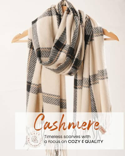 FURTALK Winter Scarf for Women Shawl Cashmere Feel Tassel Plaid Large Oversized Scarves Wraps - 8