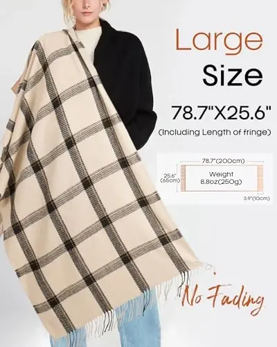 FURTALK Winter Scarf for Women Shawl CasModazoneere Feel Tassel Plaid Large Oversized Scarves Wraps - 3