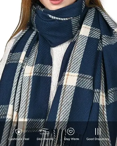 FURTALK Winter Scarf for Women Shawl CasModazoneere Feel Tassel Plaid Large Oversized Scarves Wraps - FURTALK (1)