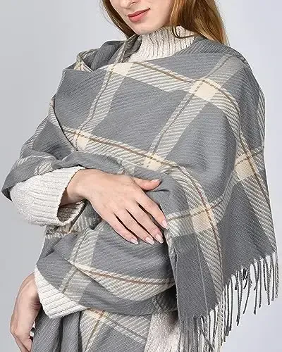 FURTALK Winter Scarf for Women Shawl CasModazoneere Feel Tassel Plaid Large Oversized Scarves Wraps - 5