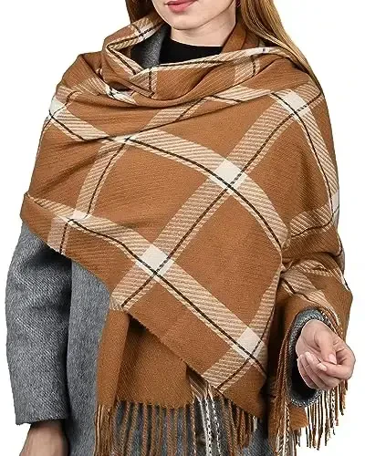 FURTALK Winter Scarf for Women Shawl CasModazoneere Feel Tassel Plaid Large Oversized Scarves Wraps - 3