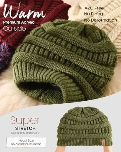 FURTALK Womens Satin Lined Knit Beanie Slouchy Winter Hats Skull Soft Warm Cap - 3