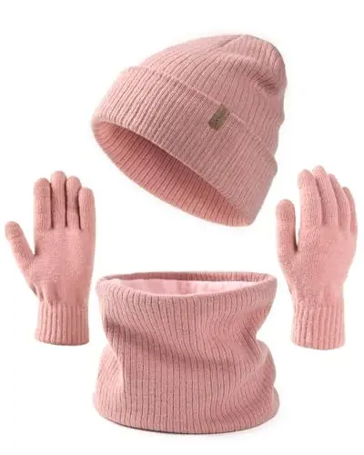 FURTALK Womens Winter Hat Scarf Gloves Set Knitted Thick Beanie Touchscreen Gloves Neck Warmer for Men Women - 1