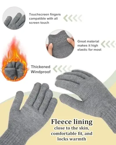 FURTALK Womens Winter Hat Scarf Gloves Set Knitted Thick Beanie Touchscreen Gloves Neck Warmer for Men Women - 3