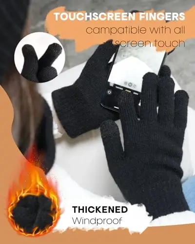 FURTALK Womens Winter Hat Scarf Gloves Set Knitted Thick Beanie Touchscreen Gloves Neck Warmer for Men Women - 5