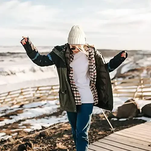 FURTALK Зимние шапки для женщин, флисовая подкладка, вязаная крупная женская шапка для снега - 6