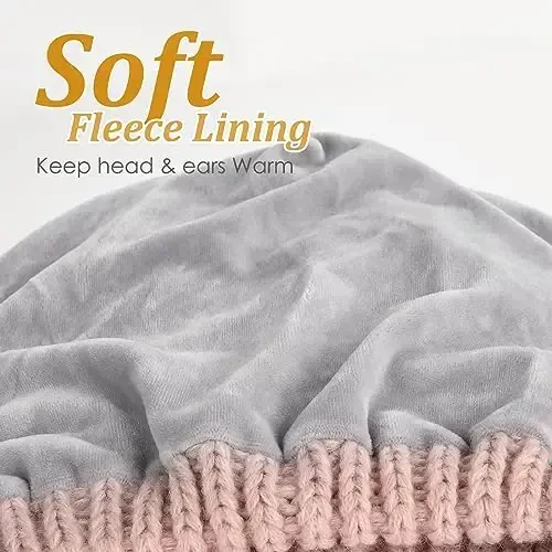 FURTALK Зимние шапки для женщин Флисовые вязаные шапки-бини Slouchy теплые шапки-бини Лыжная шапка-череп - 3