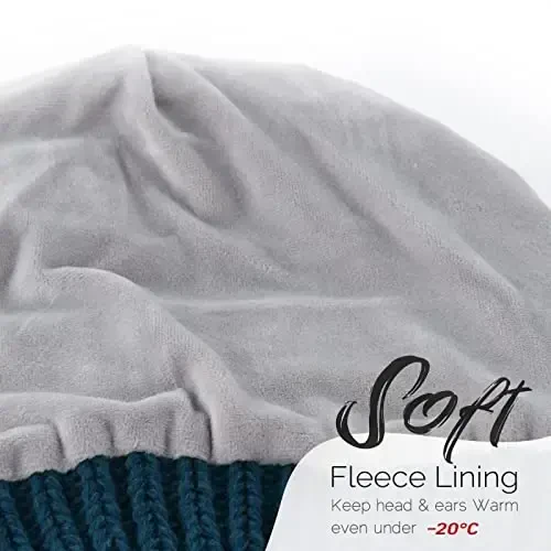 FURTALK Зимние шапки для женщин, вязаные шапки с флисовой подкладкой, теплые шапки-бини, лыжные шапки-черепа - 3