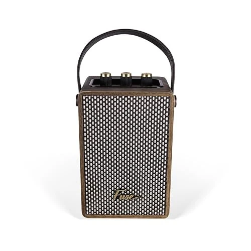 Fuse Andle Vintage Retro Bluetooth Karnay Vegan Teri Tutqichli | Smartfon Ulanishli Ko'chma Karnay | USB & AUX Kirish | Zamonaviy Jigarrang Yog'och Tashqi Qoplama - 2