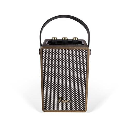 Fuse Andle Vintage Retro Bluetooth Karnay Vegan Teri Tutqichli | Smartfon Ulanishli Ko'chma Karnay | USB & AUX Kirish | Zamonaviy Jigarrang Yog'och Tashqi Qoplama - 2