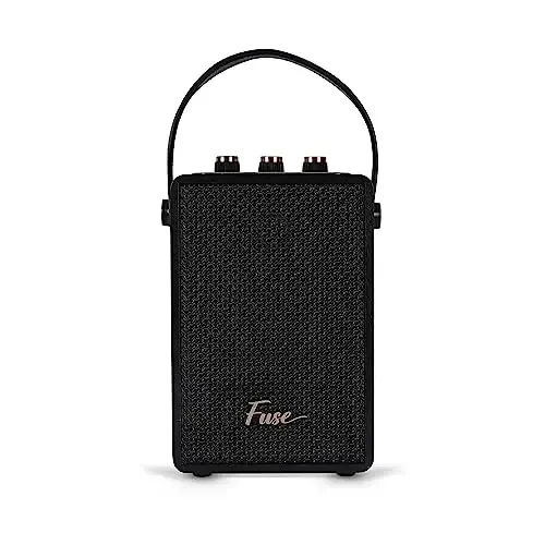 Fuse Andle Vintage Retro Bluetooth Speaker with Vegan Leather Handle | Portable Speaker with Smartphone Connection | USB & AUX Input | Stylish Black Wood Exterior - 4