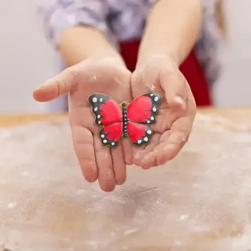 FUSOTO 6 dona Butterfly Cookie Cutters to'plami, 3 dyuymli kapalak shaklidagi pechene to'sari, pishirish uchun zanglamaydigan po'latdan yasalgan pechene to'sarlari, uy qurilishi pechenesi, biskvit, xamir uchun kapalak shaklidagi pishirish asbobi - 6