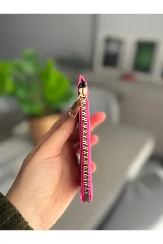 Fuşya Kroko Desenli Kartlık Cüzdan-Pembe - 3