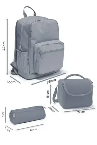 Futbol Desenli 3’lü Okul Çanta Seti-Siyah - 5