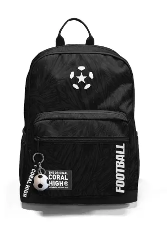 Futbol naqshli 3 qismli maktab sumkasi to'plami - Qora - 7