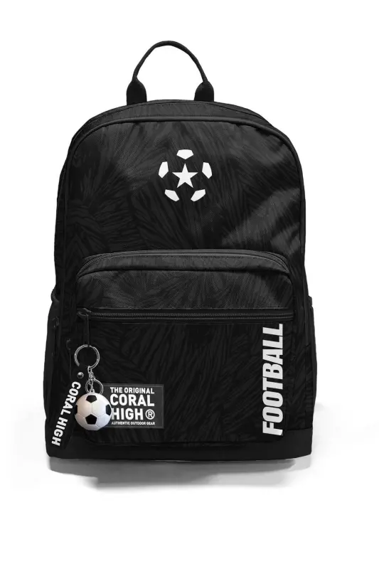 Futbol naqshli 3 qismli maktab sumkasi to'plami - Qora - 7