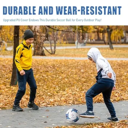 Futbol to'pi 5-o'lcham PU teridan futbol to'plari, kattalar yoshlar o'smirlar unisex o'smirlar mashg'ulot futboli 32 panelli mashinada tikilgan, yopiq ochiq havoda o'ynash uchun ideal sovg'a Xoch yulduzli naqshli to'p nasos va ignalar bilan… - 3