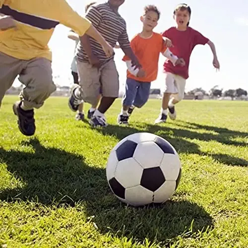 Futbol to'pi o'lchami 2,3,4,5 nasos ignasi bilan klassik oq qora qalinroq PU zich to'qilgan yosh yigitlar ligasi o'yini mashg'ulotlari yoki sovg'a uchun mos - 4