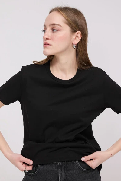 Футболка базовая с круглым вырезом P4322-черный - 4