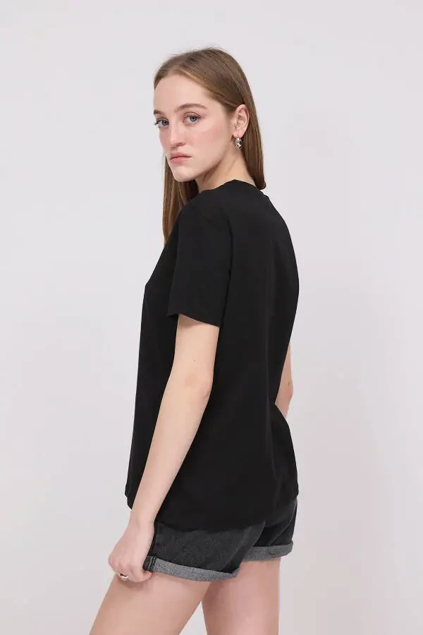 Футболка базовая с круглым вырезом P4322-черный - 5