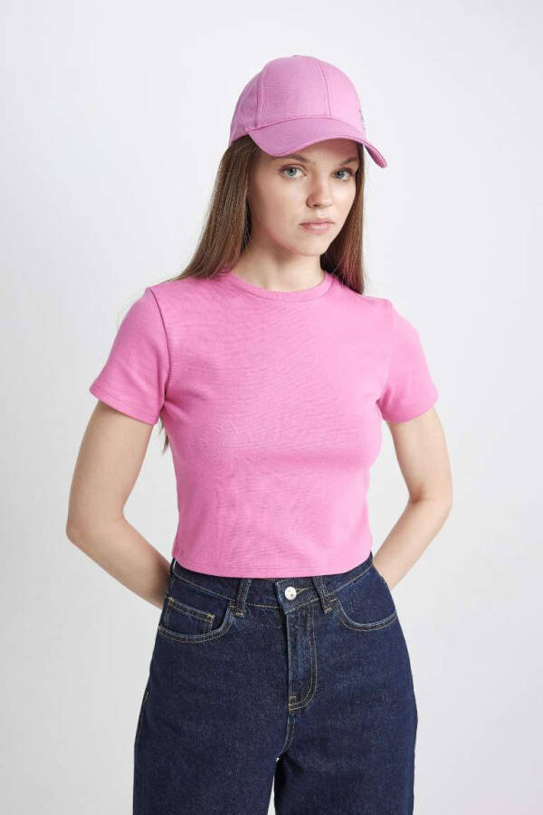 Футболка Coool Fitted Ribana с коротким рукавом Розовая - 6