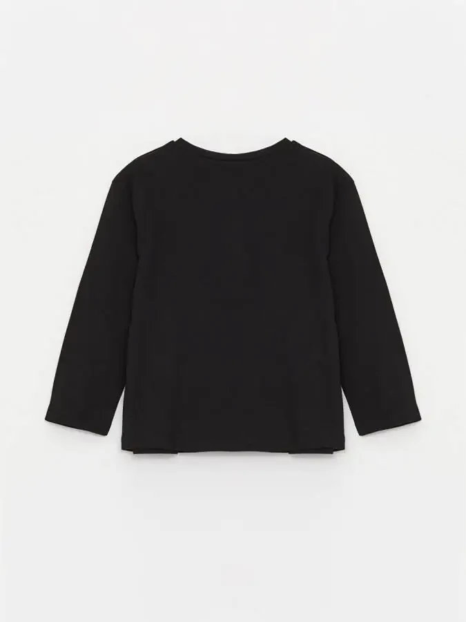 Футболка для девочки с круглым вырезом и принтом Ататюрка - черная - 6