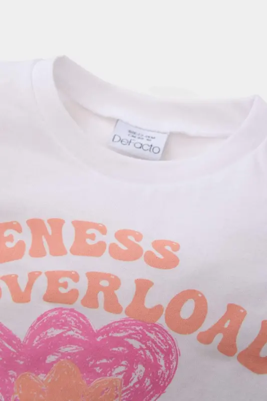 Футболка для девочки, велосипедный вырез, с цветочным принтом, короткий рукав - 2