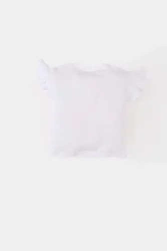 Футболка для девочки, велосипедный вырез, с цветочным принтом, короткий рукав - 4