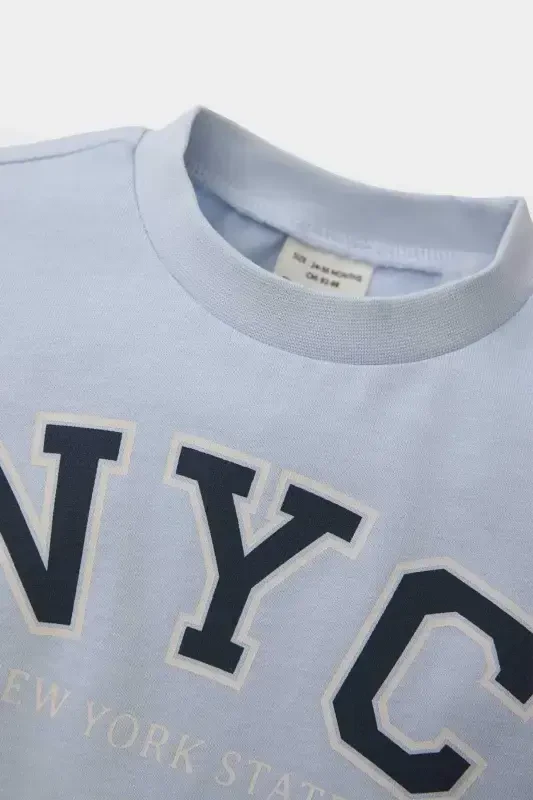 Футболка для мальчика с длинными рукавами, круглым вырезом и принтом - 2