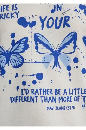 Футболка экрю с принтом бабочки, полуприлегающего кроя / полу- - 6