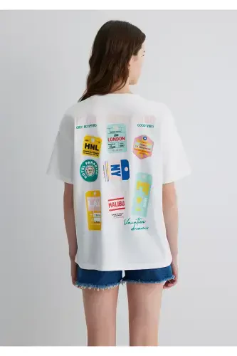 Футболка экрю с принтом, свободного кроя / свободная посадка, 16 - 11