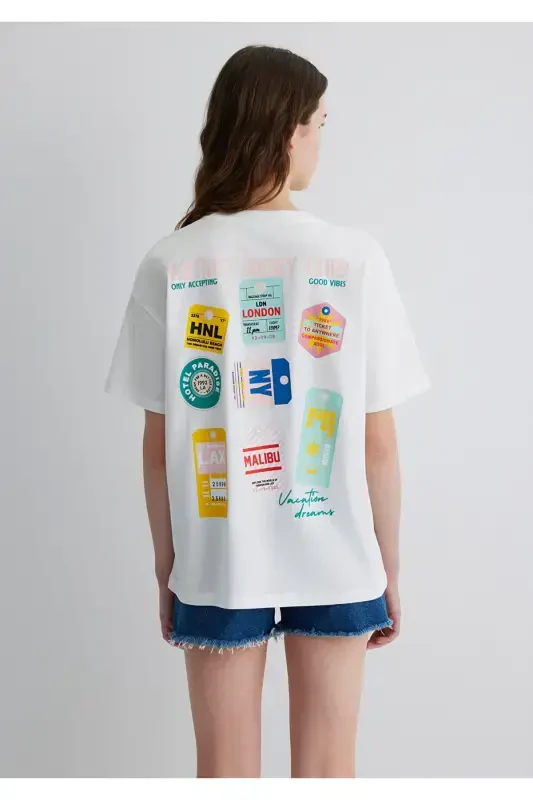 Футболка экрю с принтом, свободного кроя / свободная посадка, 16 - 11