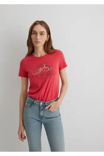 Футболка красная с принтом велосипеда Slim Fit / узкого кроя - 2