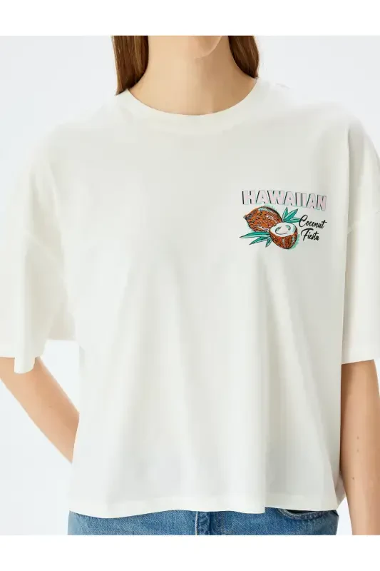 Футболка оверсайз с круглым вырезом и короткими рукавами с принтом на спине - 5